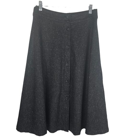 Talbots Heathered Gray Speckled Button Down Wool Blend Lined Women's Skirt 8 - Picture 1 of 4